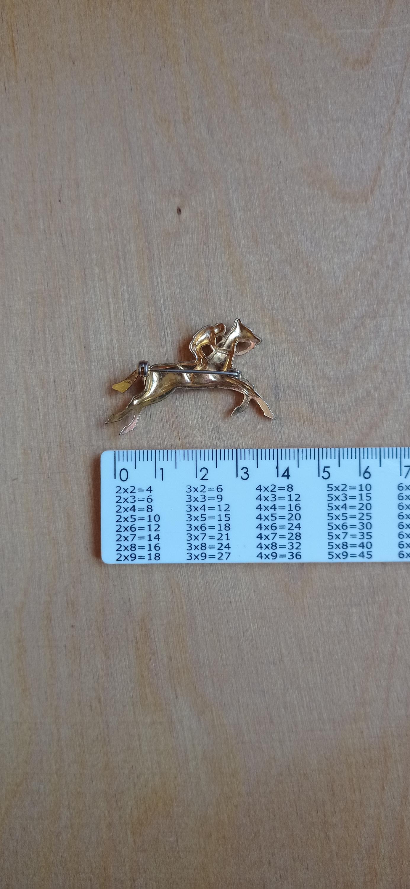 Broche Ancienne Cheval Et Cavalier - Bijou Vintage N525, Occasion Porté