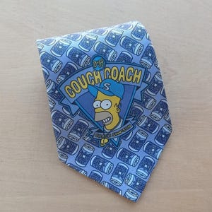 Rare Vintage Simpsons Tie – Homer Simpson Duff Beer Couch Coach Necktie – 2000 Fox Collectible Cartoon Tie – Funny Gift for Simpsons Fans