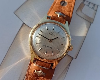 Vintage Timex Q K Cell Ladies Gold Tone Oval Analog Quartz  display picture 2