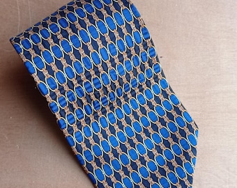 Vintage F.G.M Silk Necktie – Designer Tie with Elegant Blue Pattern, Made in Italy, Excellent Condition, Perfect for Official Look, Fashion