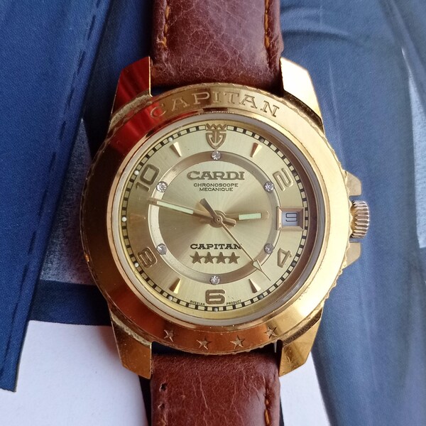 Vintage Cardi Capitan Uhr von Wostok UdSSR 1990er Jahre Mechanische Armbanduhr aus der Sowjetunion