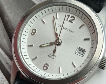 Vintage Women's Titanium Watch by Fabiani | Swiss Quartz | Minimalist Silver Watch with Date | made in Italy| Elegant Gift for Her