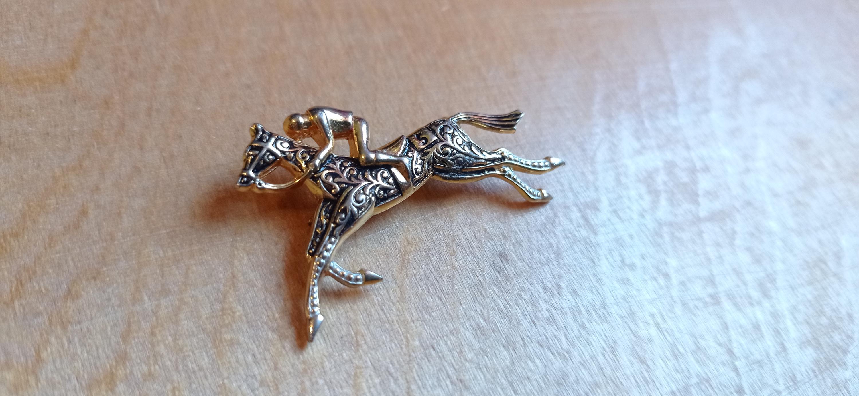 Broche Ancienne Cheval Et Cavalier - Modèle N525, Bijou Vintage D'occasion