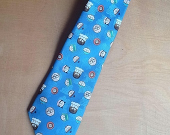 Vintage South Park-stropdas officiële cartoonstropdas voor mannen – Zeldzame tv-show uit de jaren 90 cadeau fan, grappig personage print polyester verzamelobject