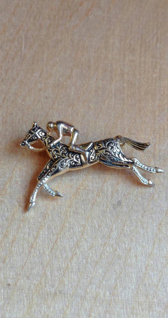 Broche Ancienne Cheval Et Cavalier - Modèle N525 - Bijou Vintage Occasion