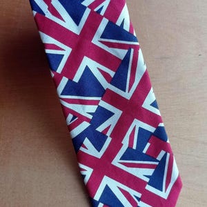 Vintage King Priory Union Jack Tie – British Flag Pattern Necktie – Patriotic Collectible for UK Lovers & Mod Style Fans