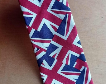Vintage King Priory Union Jack Krawatte - Krawatte mit britischem Flaggenmuster - Vaterländisches Sammlerstück für UK-Liebhaber & Mod Style Fans