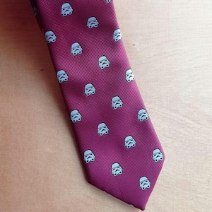 Star Wars stormtrooper tie – red novelty necktie – geek gift for men – perfect gift for Star Wars fan – embroidered stormtrooper