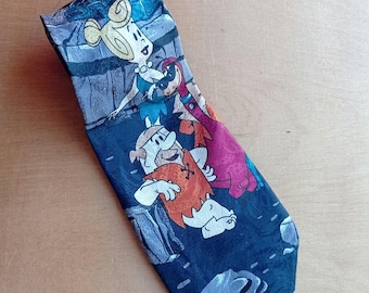 1994 The Flintstones Cartoon-stropdas, vintage stropdas • Hanna-Barbera-licentie • Nieuwigheidsstropdas • Verzamelcadeau voor fans • Polyester