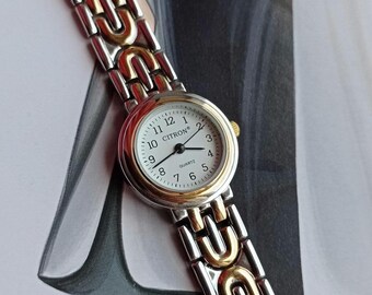 Orologio da donna vintage Citron: bracciale intrecciato in oro e argento, movimento al quarzo