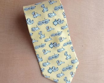 Vintage Disney 101 Dalmatiërs zijden stropdas – Zeldzaam verzamelaccessoire herenaccessoire op stropdasrek, 100% Italiaanse zijde, prachtig dalmatisch hondengeklets