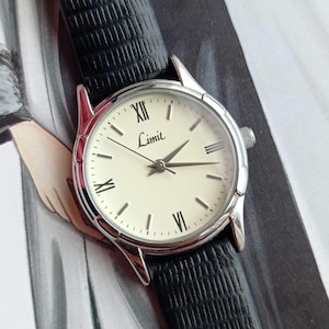 Vintage Women&#39;s Limit Watch | Roman Numerals | Minimalist Classic Wristwatch | Black Leather Strap | Elegant Gift for Her | Pre-Owned Beauty