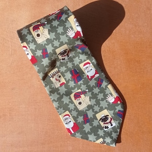 Cravate de Noël vintage Wallace & Gromit - Cravate de vacances de nouveauté rare par Debenhams, cravates festives de dessin animé rétro pour hommes, cadeau