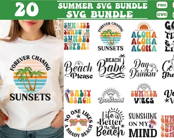 Retro Summer SVG Pack | Beach Babe, Summer Vibes, Vacation SVGs | Cricut, Silhouette Files