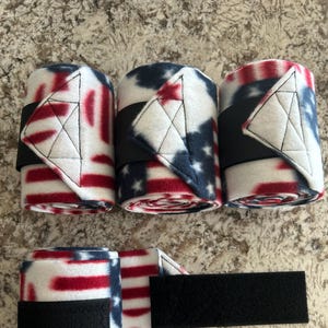 Patriotic Flag Hearts polo wraps, durable, fleece fabric, high quality hook and loop, fun pattern, high quality.