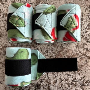 Christmas Pickle Horse polo wraps, durable, fleece fabric, high quality hook and loop, fun pattern, high quality.