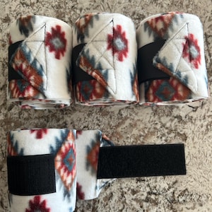Aztec Horse Polo Wraps, durable, fleece fabric, high quality hook and loop, fun patterns, high quality.