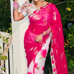 Beautuful Floral  georgette saree,