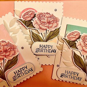 Carte d'anniversaire - pivoine rose
