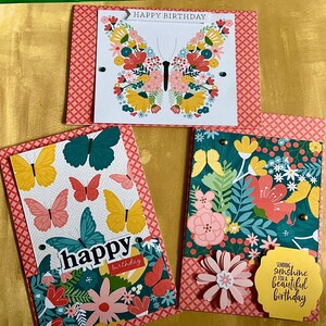 Cartes d'anniversaire - papillons et fleurs