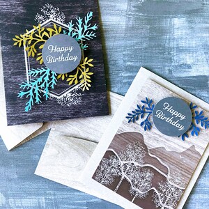Cartes d'anniversaire - arbres et feuilles