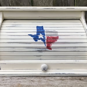 farmhouse bread box white with Texas symbol bread bin organizer box customized personalized image 1