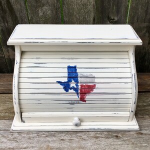 farmhouse bread box white with Texas symbol bread bin organizer box customized personalized image 7