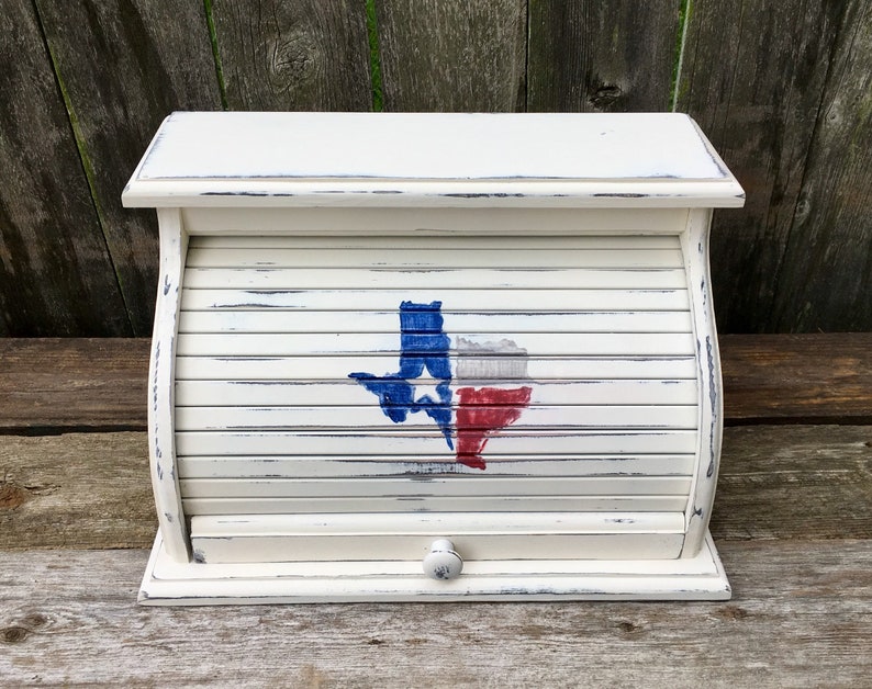 farmhouse bread box white with Texas symbol bread bin organizer box customized personalized image 7