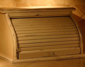 Handmade Pine Bread Box: Customizable, Lightly Distressed White