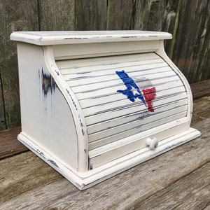 farmhouse bread box white with Texas symbol bread bin organizer box customized personalized image 9