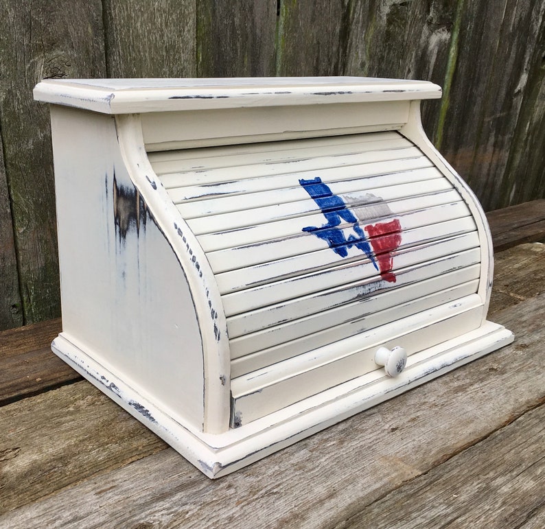 farmhouse bread box white with Texas symbol bread bin organizer box customized personalized image 9