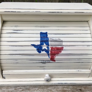 farmhouse bread box white with Texas symbol bread bin organizer box customized personalized image 4