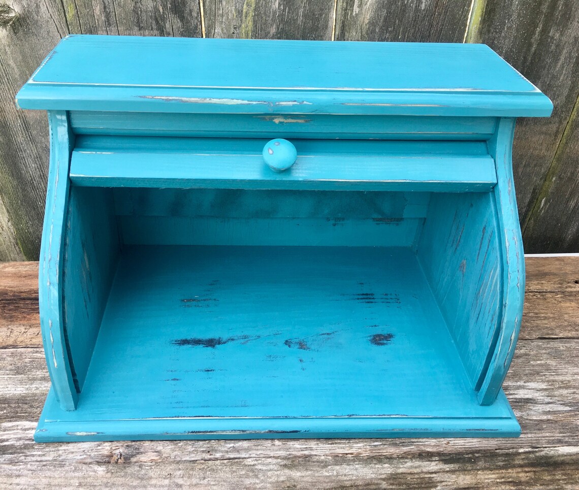 Bread Box Turquoise Teal Blue Green Southwestern Coastal Beach Etsy