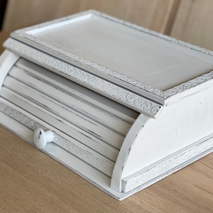 Charging station white distressed with roll top door for cell phones electronics free shipping