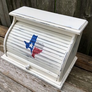 farmhouse bread box white with Texas symbol bread bin organizer box customized personalized image 3