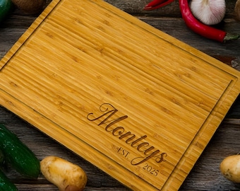Handcrafted Cutting Board with Natural Wood Grain, Personalized Kitchen Gift for Chefs, Wooden Charcuterie or Cheese Serving Board