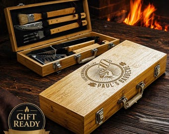 Engraved BBQ Set, BBQ Gift, Grilling Tools, Grill Set, Custom BBQ Set, Grill Master, Dad Gift, Personalized Grilling, Father's Day Gift