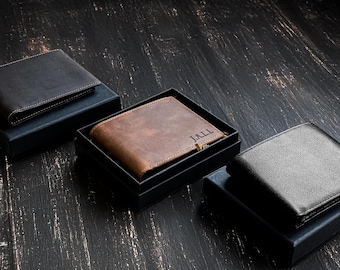 Cartera personalizada de cuero de primera calidad para hombre, regalo para él, aniversario, padrinos de boda, cumpleaños, regalo para papá, regalo del día del padre