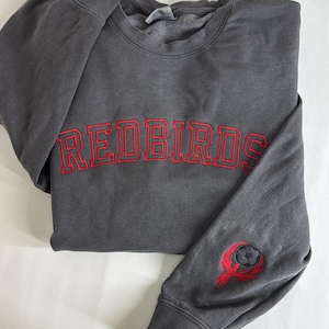 Redbirds Embroidered Sweatshirt, Redbirds Shirt, Illinois State, Redbird Mascot Sweatshirt, School Spirit Shirt, Redbirds School Spirit Wear