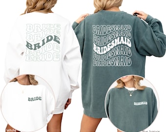 Comfort Colors® Bride Bridesmaid Sweatshirt, Matching Bridesmaid Sweat,  Retro Bride Sweater, Bridesmaid Gift, Bridal Party Sweatshirt