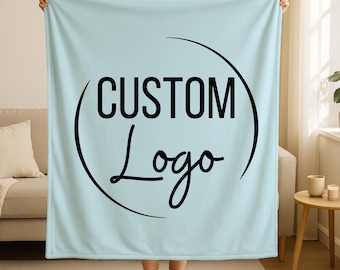 Custom Logo Blanket, Company Logo Christmas Gift, Personalized Logo Throw, College Logo Blanket, Gift for Coworker, Custom Employee Gifts