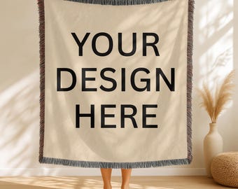 Custom Design and Text Woven Cotton Throw Blanket, Home Decor Gift,Personalized Blanket for Adult,Custom Fleece Throw,Customize Blanket Gift