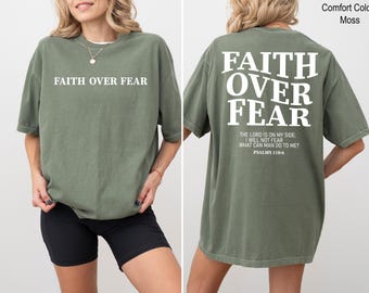 Faith Over Fear Christian T-Shirt Bible Verse, Religious Faith Shirt, Trendy Jesus Lover Church Clothing, Jesus Tee, Church Shirt