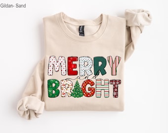 Merry and Bright Sweatshirt, Christmas Sweatshirt, Family Christmas Sweatshirt, Christmas Crewneck, Holiday Sweater, Christmas Gifts