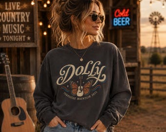 Dolly Parton Long Sleeve Shirt, Vintage Country Music Tee, Retro Dolly Graphic Shirt, Western Country Singer Top, Country Music Gift