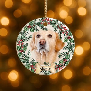 Personalized Pet Ornament Using Pet&#39;s Photo+Name, Pet Memorial Ornament,Cat Christmas Photo Ornament,Pet Portrait Name Gift,Dog Lover Gift