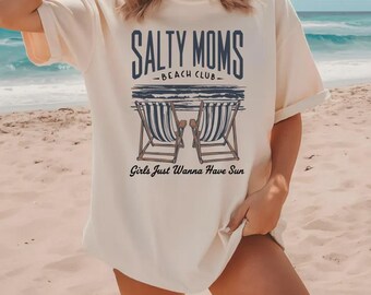 Salty Moms Beach Club T-Shirt, Summer Vibes Tee, Comfort Colors