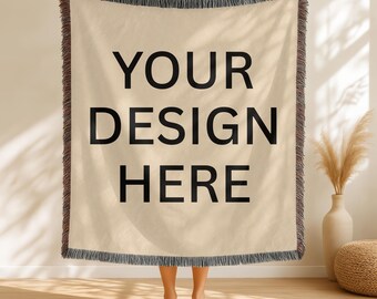 Custom Design and Text Woven Cotton Throw Blanket, Home Decor Gift,Personalized Blanket for Adult,Custom Fleece Throw,Customize Blanket Gift