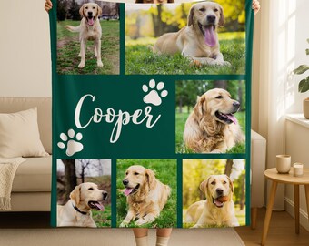Custom Pet Name and Photos Blanket,Personalized Cat-Dog Picture Blankets,Dog Ownwr Gift,Pet Memory Keepsake,Dog Dad Gift,Dog Lovers Gift