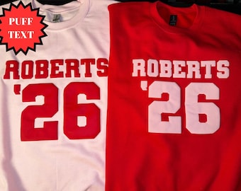 Custom Varsity Team Sweatshirt, Embossed Puff Print, School Spirit